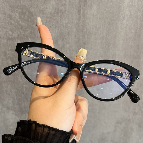 猫眼小香风眼镜框女复古素颜神器皮带镜腿近视眼镜高级感可配度数