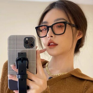 黑框腮红粉色墨镜女潮韩版防紫外线GM太阳镜男遮阳显脸小网红时尚