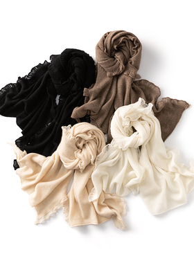 老板娘实力宠粉！重工流苏山羊绒大披肩女毯子R23050