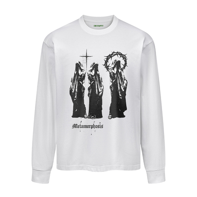 DE 暗黑哥特风纯棉T恤260G重磅套头纯棉长袖卫衣男女款