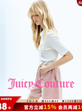 Juicy Couture橘滋针织衫女26夏季新款白色Polo领刺绣短袖上衣