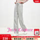 女灰色刺绣抓绒加厚直筒运动宽松长裤 Juicy Couture橘滋休闲裤