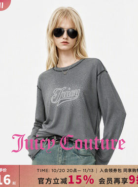 Juicy Couture橘滋字母印花长袖圆领T恤女春秋新款休闲宽松上衣