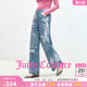女3D印花时尚 Couture橘滋牛仔裤 Juicy 宽松直筒长裤 100%棉