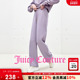 女紫色抓绒加厚刺绣直筒运动宽松长裤 Juicy Couture橘滋休闲裤