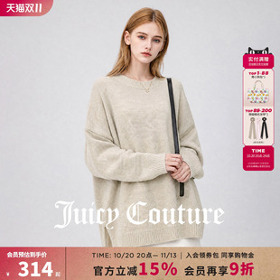 Juicy Couture橘滋宽松圆领长袖中长款针织衫女秋季时尚套头上衣