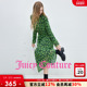 Juicy Couture橘滋连衣裙女飘逸绿色碎花网纱百褶长裙