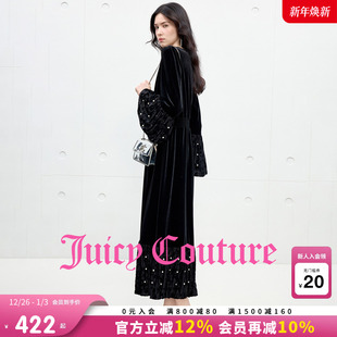 丝绒长裙 黑色高级法式 Juicy Couture橘滋连衣裙女2025年秋冬新款