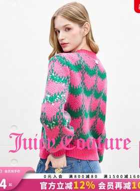 Juicy Couture橘滋针织衫女2025年秋冬新款撞色波浪亮片提花毛衣