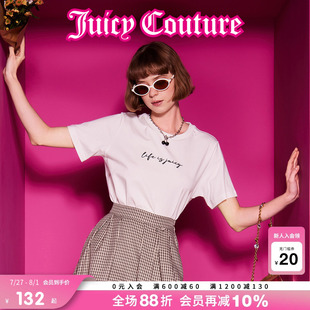Juicy 上衣 Couture橘滋T恤女2025年夏新款 独特刺绣白色圆领短袖
