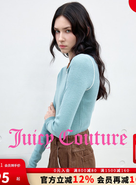 Juicy Couture橘滋针织衫女2025年秋冬新款刺绣撞色修身打底上衣