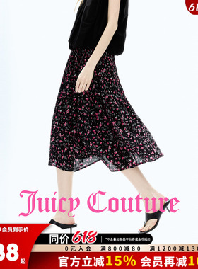 Juicy Couture橘滋半身裙女26夏季新款黑色碎花印花度假风中长裙