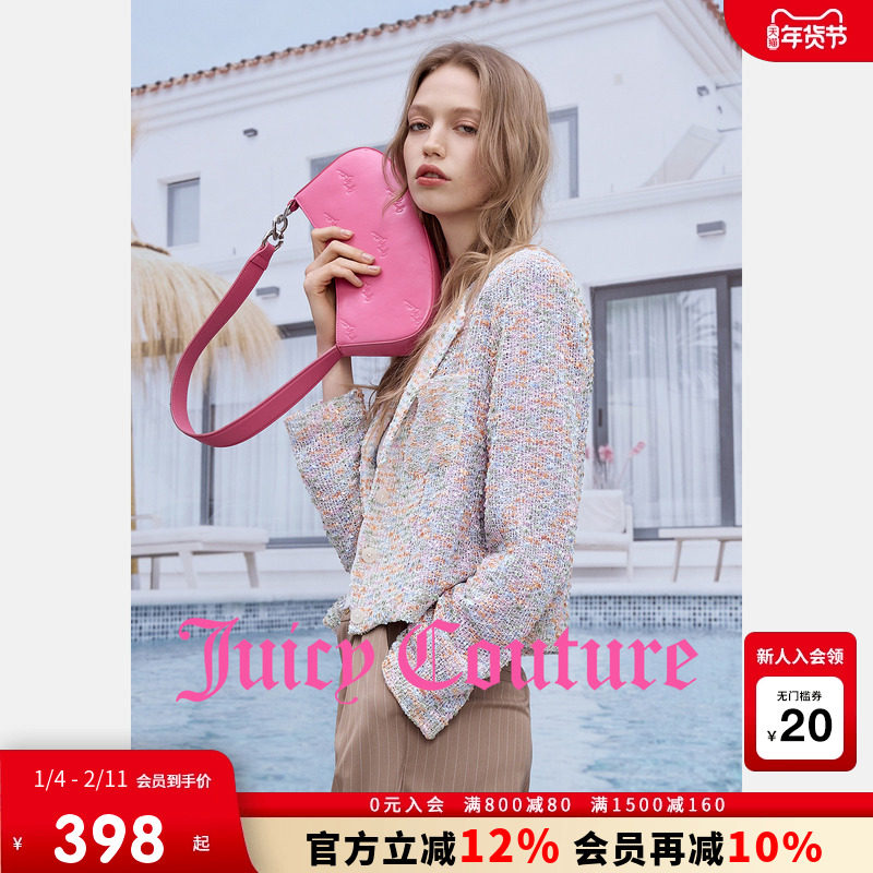 Juicy Couture橘滋外套女2026年春季新款彩色花呢修身短款上衣,女装/女士精品,短外套,淘宝优惠券,粉丝福利购,淘宝优惠卷