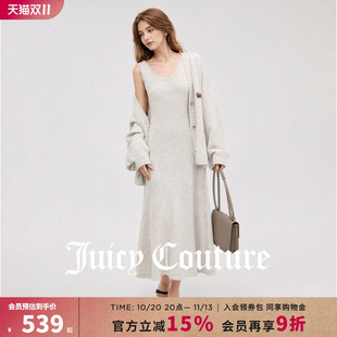 Juicy Couture橘滋两件套装女士秋季背带连衣裙纽扣针织开衫上衣