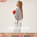 Juicy Couture橘滋针织衫女26秋季新款刺绣条纹撞色一字领毛衣