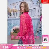 半透明格纹网纱玫红上衣外套 女26春夏新款 Juicy Couture橘滋衬衫