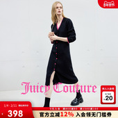 撞色拼接V领长袖 Juicy Couture橘滋连衣裙女长款 气质针织裙子
