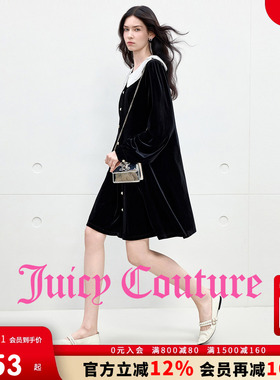 Juicy Couture橘滋连衣裙女2025年秋冬新款花瓣领高级丝绒裙子