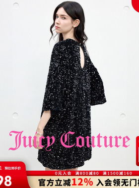 Juicy Couture橘滋连衣裙女2025年秋冬新款黑色礼服高级宴会短裙
