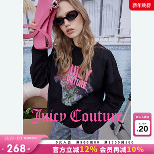 宽松休闲印花落肩T恤上衣 新款 Juicy Couture橘滋卫衣女2026年春季
