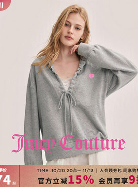 Juicy Couture橘滋宽松套头长袖抽绳连帽卫衣女纯色气质百搭上衣