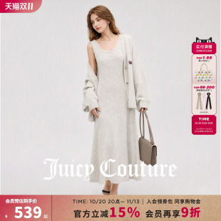 Juicy Couture橘滋两件套装女士秋季背带连衣裙纽扣针织开衫上衣