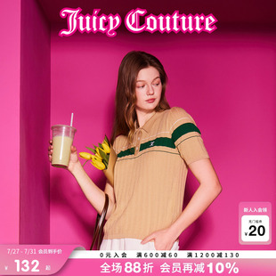 T恤 Juicy Couture橘滋针织衫 女2025年夏新款 POLO领撞色学院风短袖