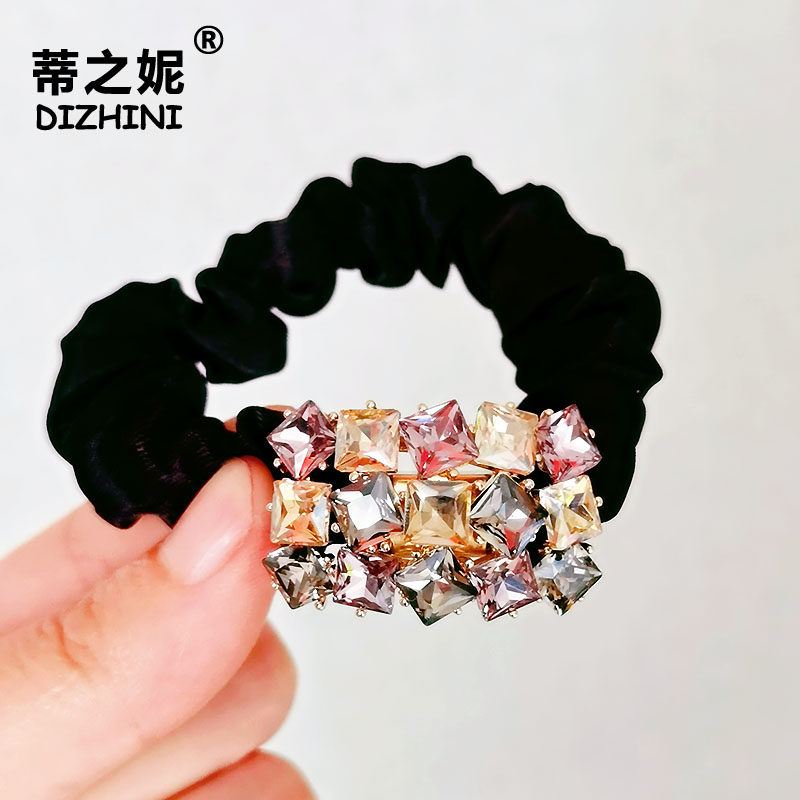 蒂之妮高级感方块水钻小肠发圈精致少女马尾头绳ins黑色高弹力,饰品/流行首饰/时尚饰品新,发饰,淘宝优惠券,粉丝福利购,淘宝优惠卷