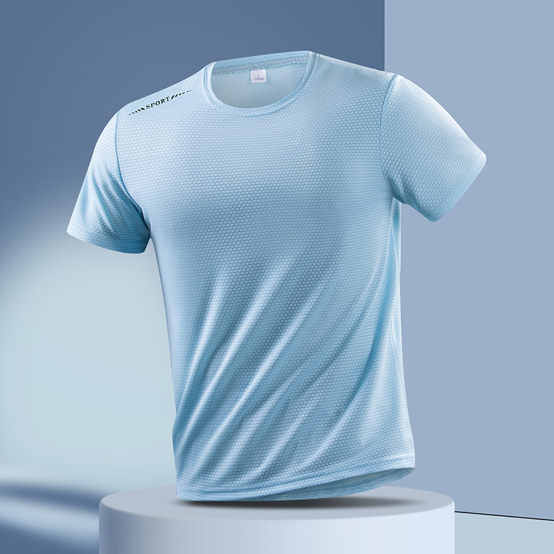 夏季情侣款菠萝纹运动短袖凉感弹力凉爽圆领速干T恤S9911