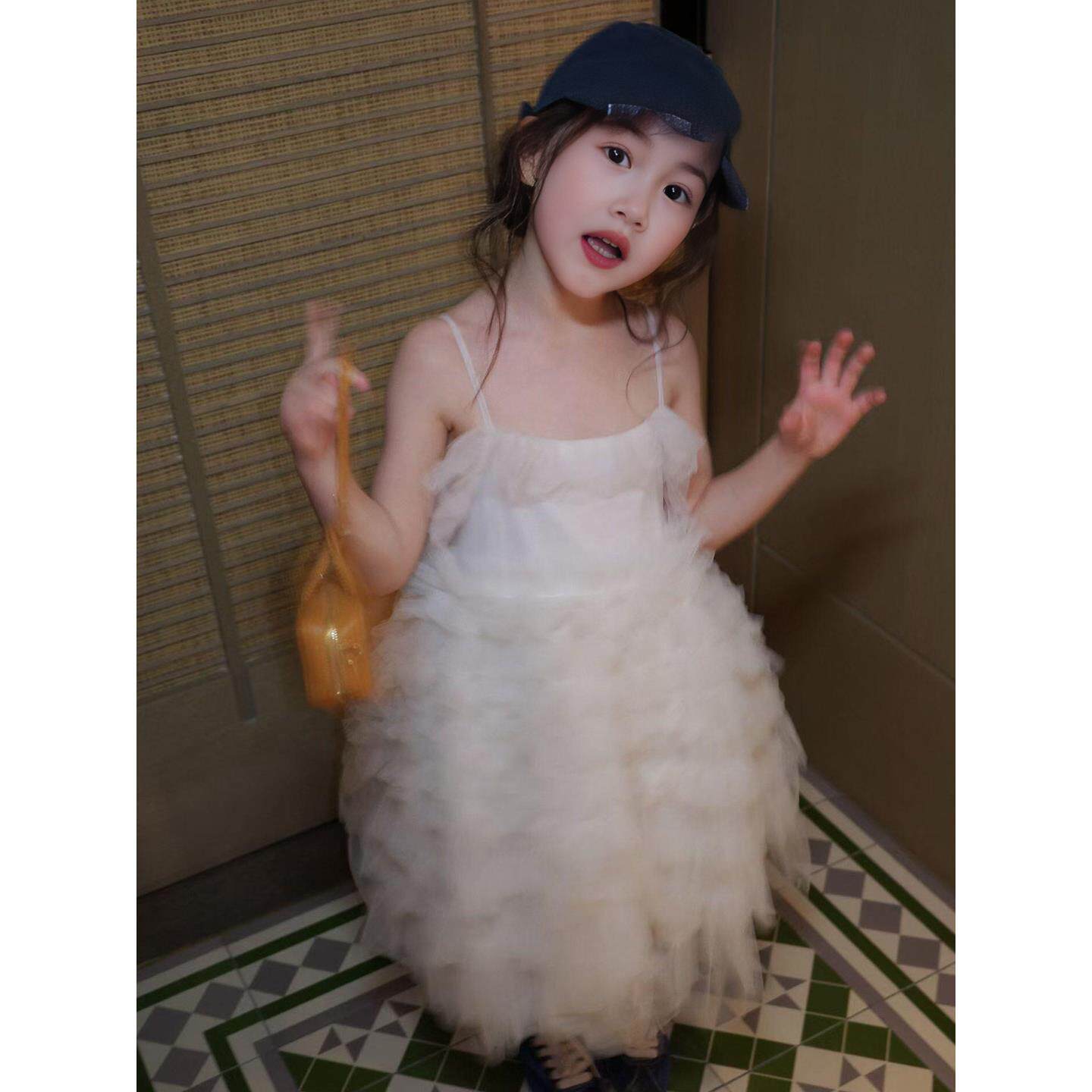 女童春装2026新款连衣裙儿童生日礼服吊带蛋糕蓬蓬裙迪士尼公主裙