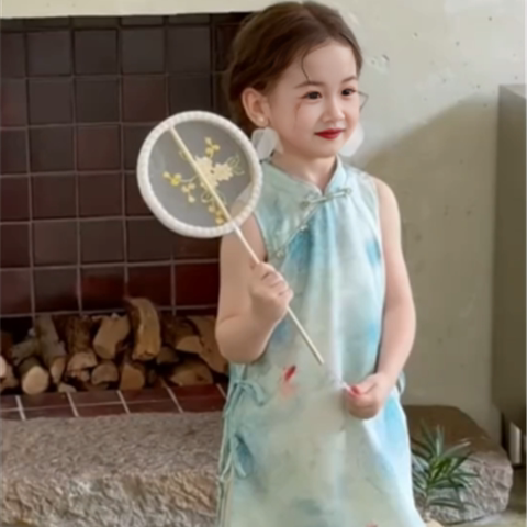 女童生日礼服裙小女孩绝美新中式国风穿搭旗袍连衣裙儿童公主裙夏
