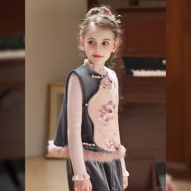 2026新款秋冬装女童刺绣拜年服套装小女孩中国风盘扣马甲三件套装,童装/婴儿装/亲子装,儿童礼服,淘宝优惠券,粉丝福利购,淘宝优惠卷