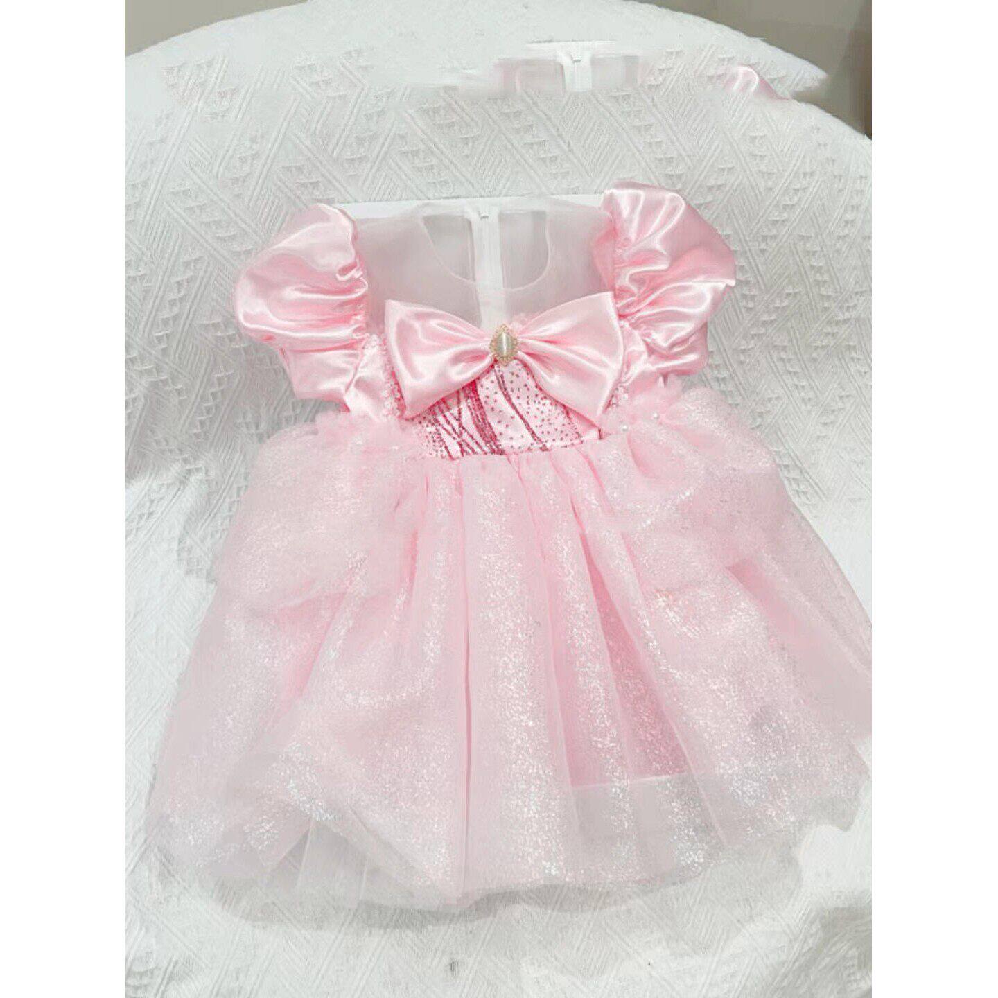 女童生日礼服裙子高级感儿童出游明媚多巴胺穿搭绝美蝴蝶结公主裙