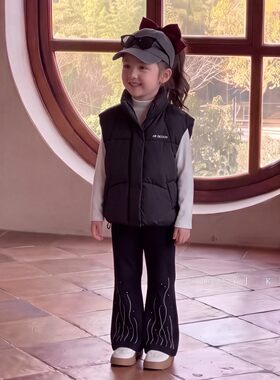 女童马甲烫钻牛仔裤秋冬装2026新