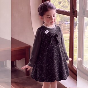 女童连衣裙长袖秋款2026新款女孩公主裙花苞裙套装碎花裙子生日裙