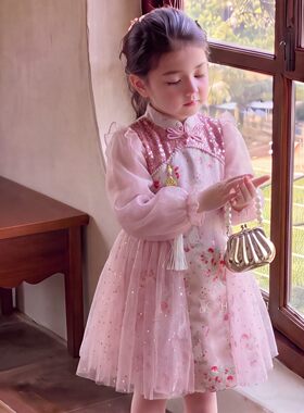 旗袍女童中国风连衣裙秋冬2026新