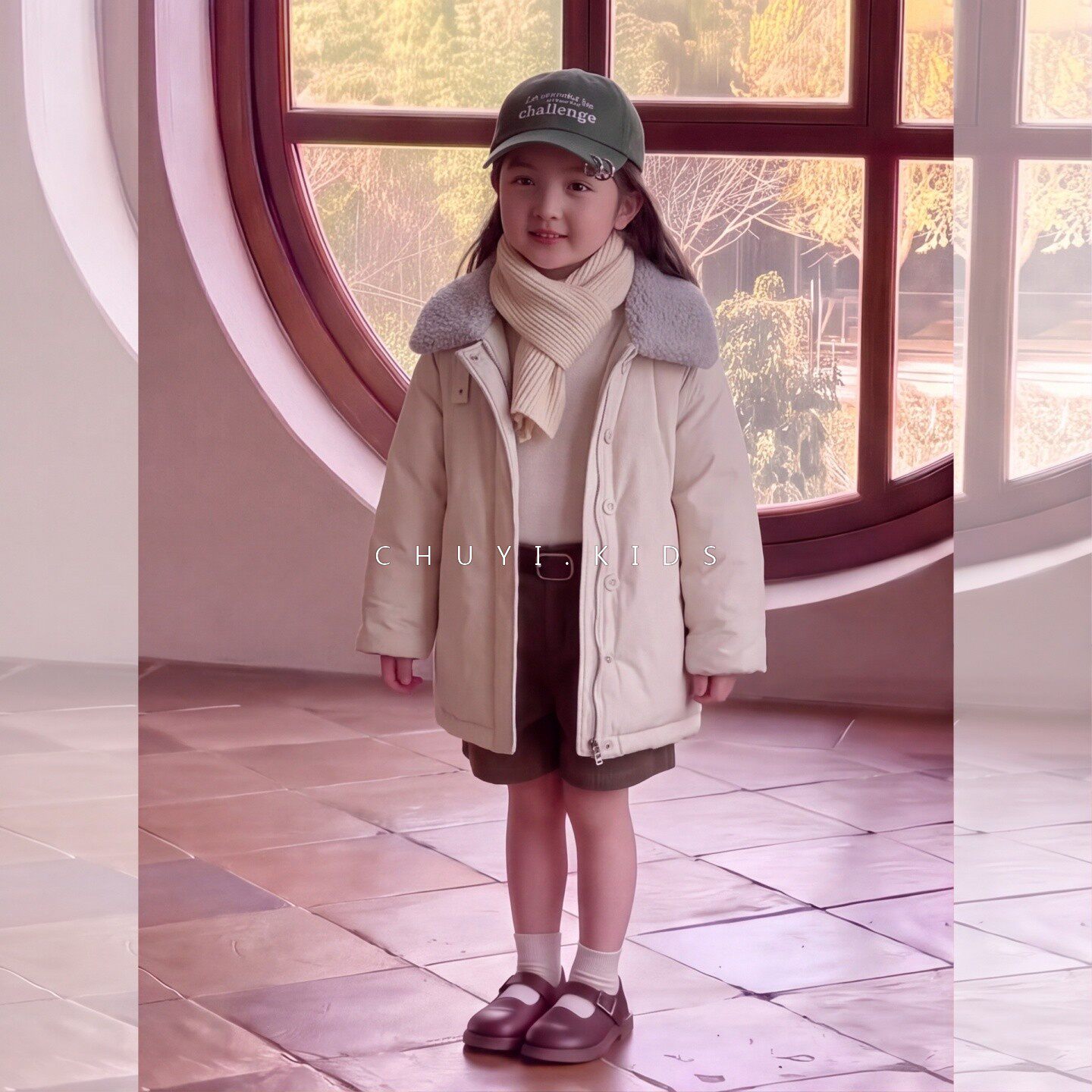 女童翻毛领派克服2026秋冬装新款