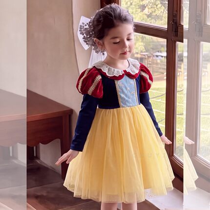 女童白雪公主裙连衣裙2026秋季新款女宝宝生日礼服裙小童公主裙子