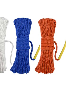 蓝色/橙色/白色双编尼龙绳+弹簧钩登山攀岩户外运动套装船用配件