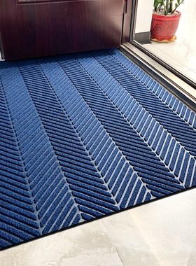 蓝色入户门新款地垫深蓝色门口地毯门外高级室外入门脚垫防滑门垫