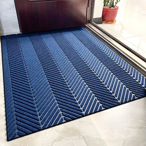 蓝色入户门新款地垫深蓝色地毯