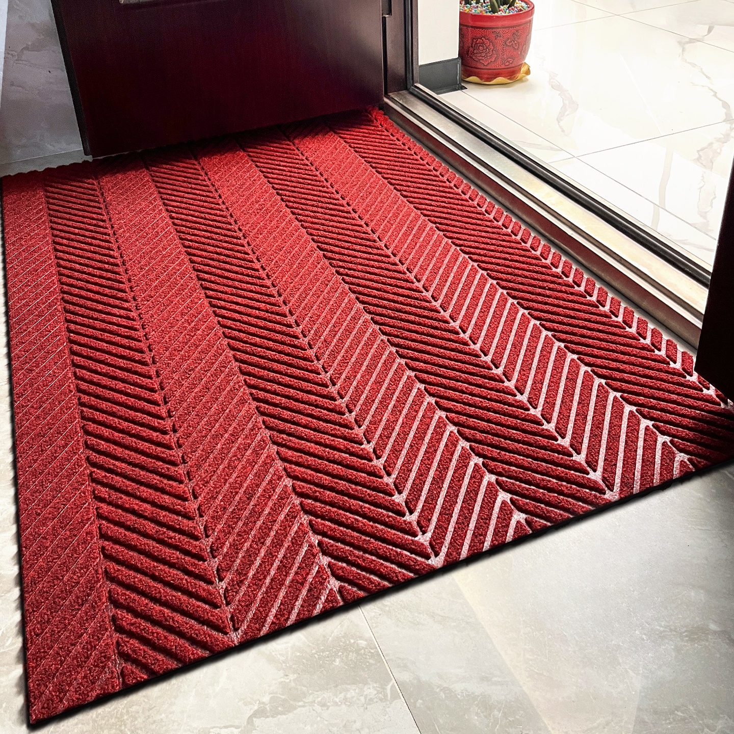 红色入户门加厚地垫户外门口地毯