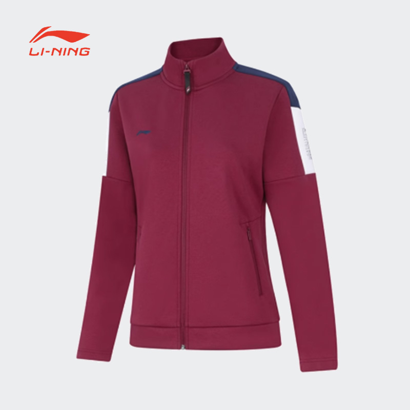 李宁卫衣女秋团购系列时尚舒适透气常规休闲开衫无帽卫衣AWDTA04