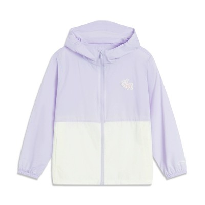 李宁风衣女小童夏季防晒拼接连帽透气运动外套YFDU162