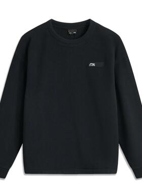 李宁CROSS男士2024秋冬款加绒保暖摇粒绒套头休闲运动卫衣AWDU885