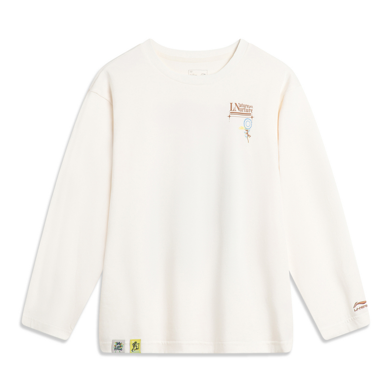 李宁儿童宽松型长袖文化衫运动生活春季新款柔软亲肤上衣YHSU017