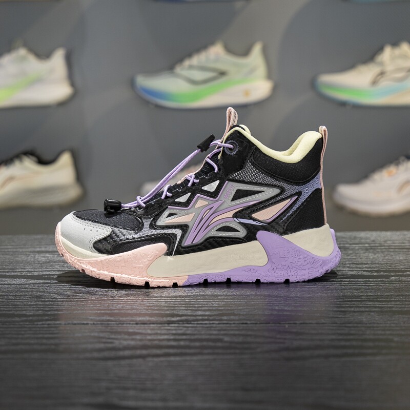 李宁儿童户外鞋2025新款登峰2男女大童加绒保暖中帮运动鞋YKEV052