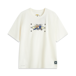 李宁T恤反伍BADFIVE得闲饮茶男子吸湿排汗宽松短袖文化衫AHSUD61