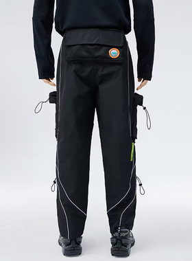 李宁春季LNG未来玩家系列分割反光设计休闲运动裤男女同款FHAC018