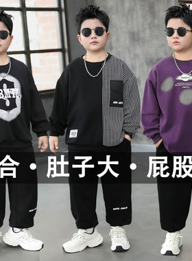 胖男童纯棉套装秋季新款两件套